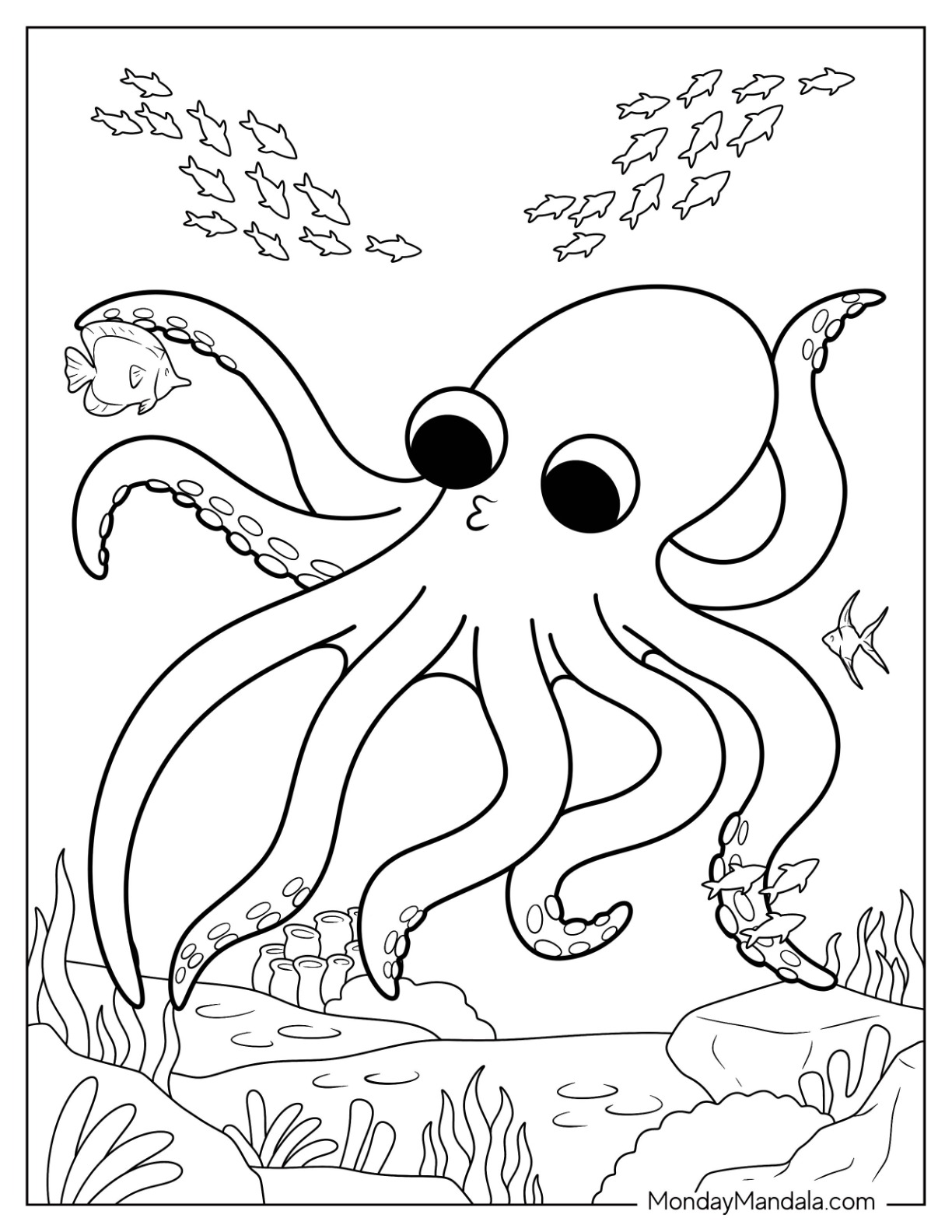 Octopus coloring pages free pdf printables