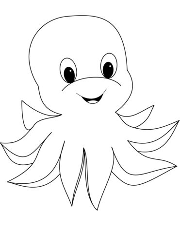 Cute cartoon octopus coloring page free printable coloring pages