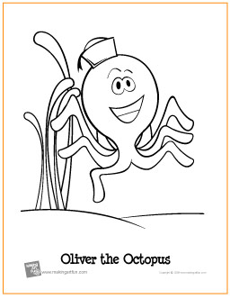 Oliver the octopus free printable coloring page