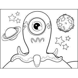 Cyclops space octopus coloring page