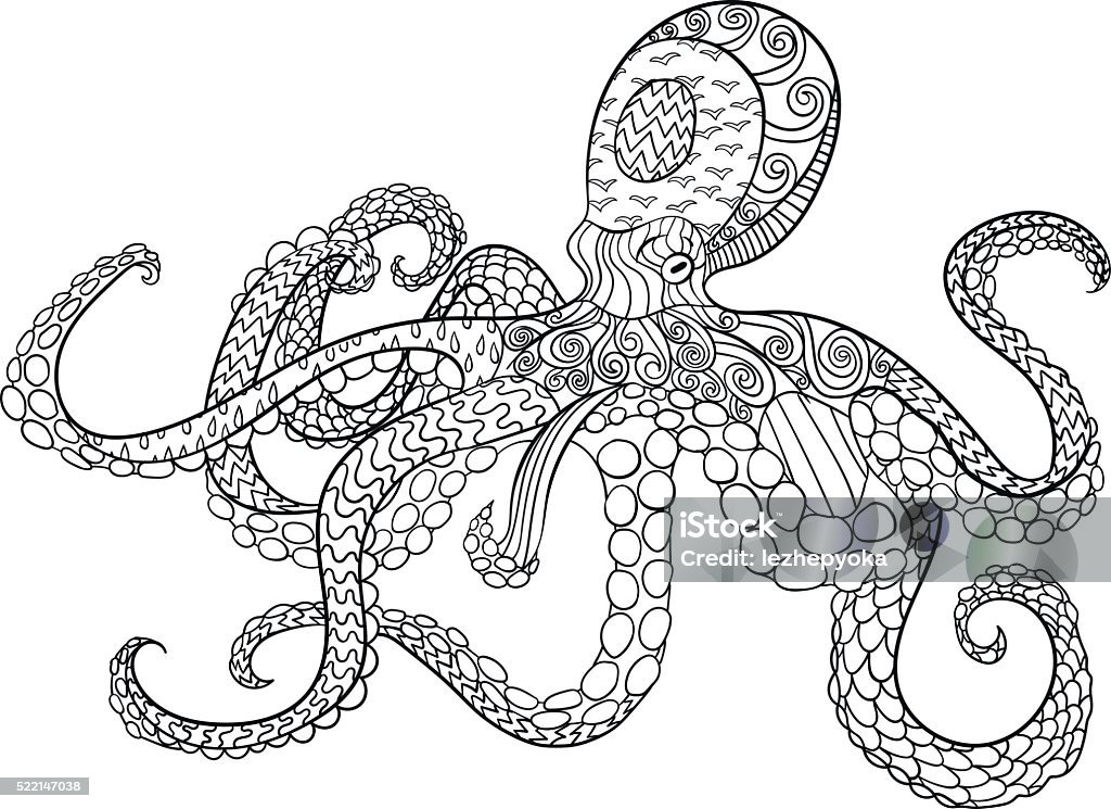 Octopus with high details stock illustration