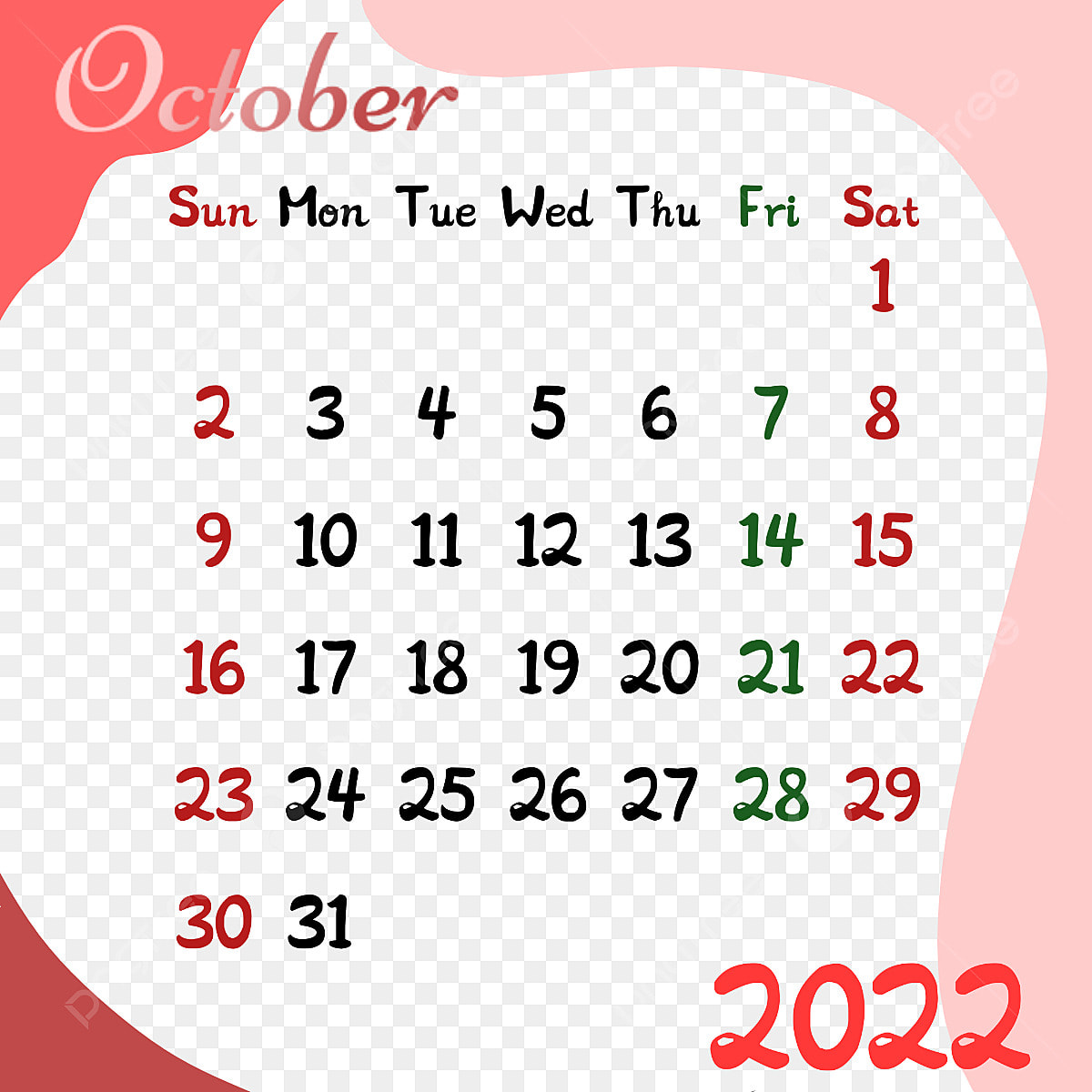 October calendar png transparent images free download vector files