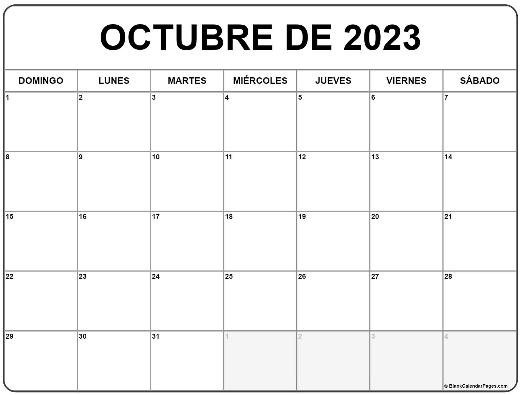 Octubre de calendario gratis calendario octubre