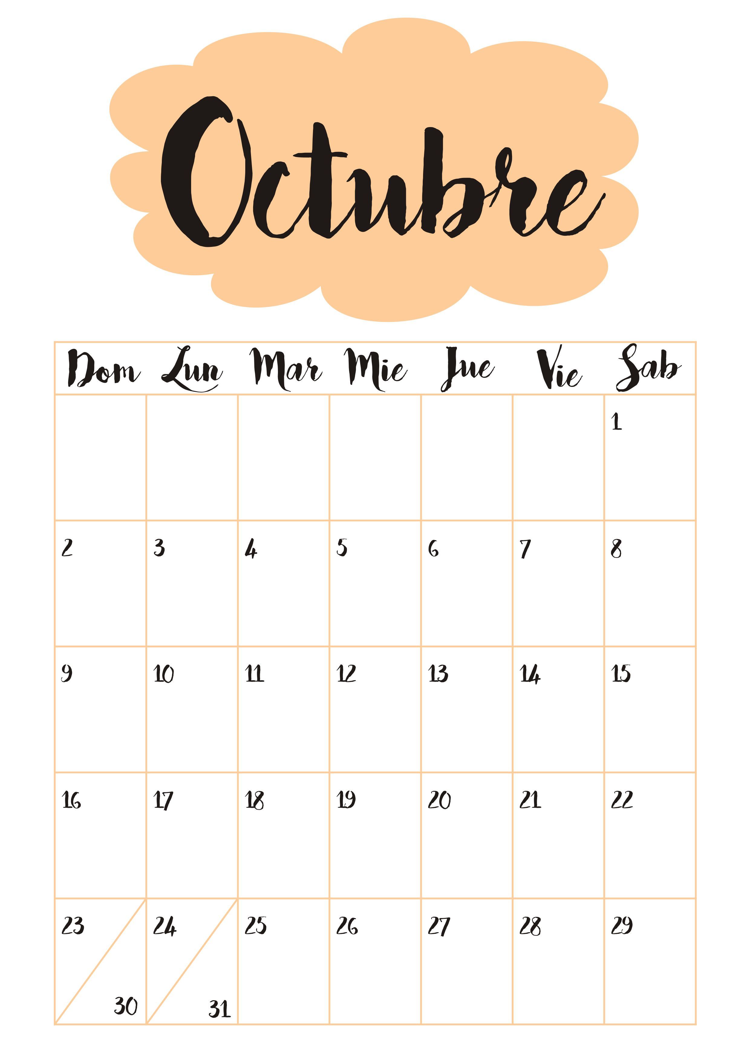Calendario octubre â â ideas de calendario calendario para escribir calendario tumblr