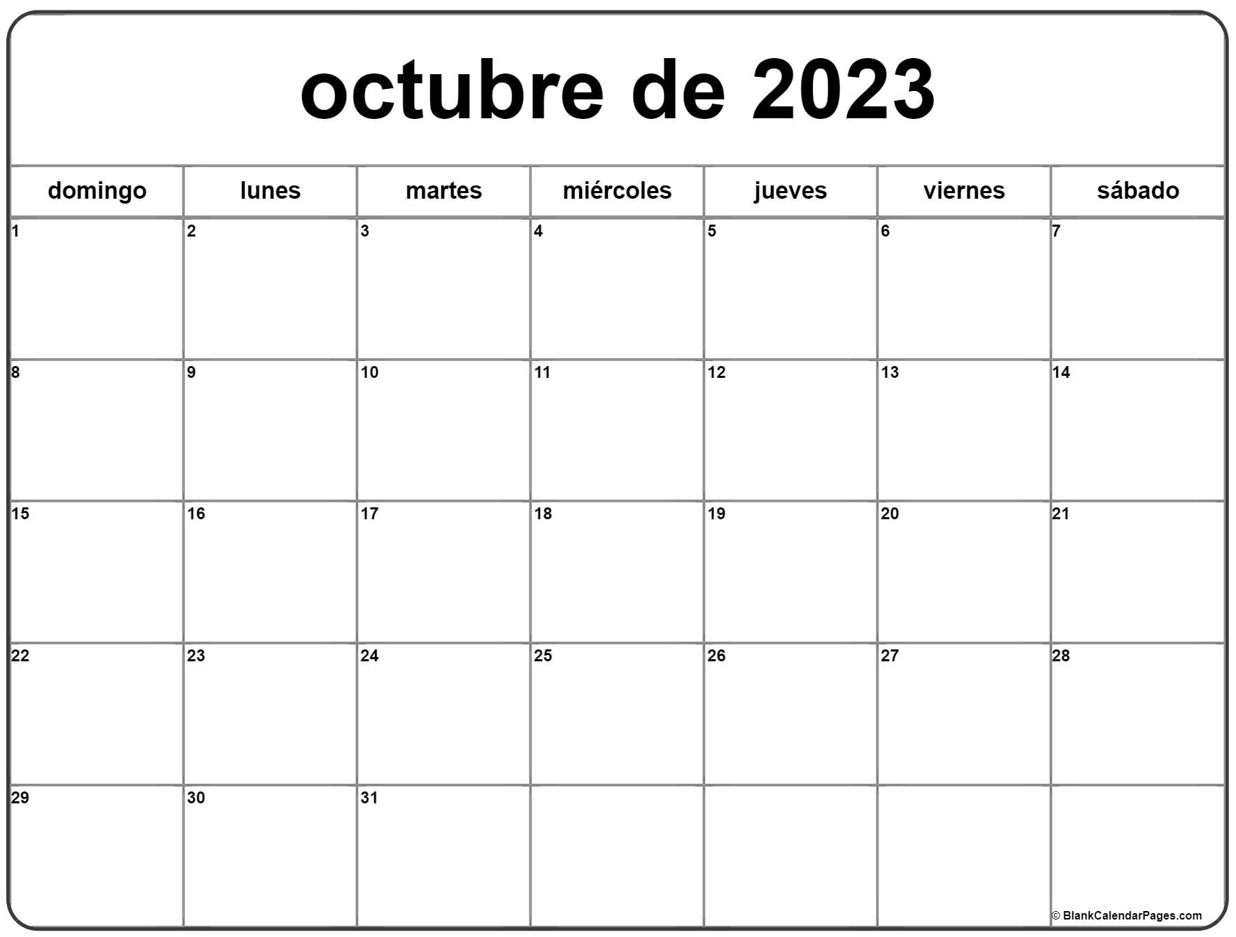 Octubre de calendario gratis calendario octubre