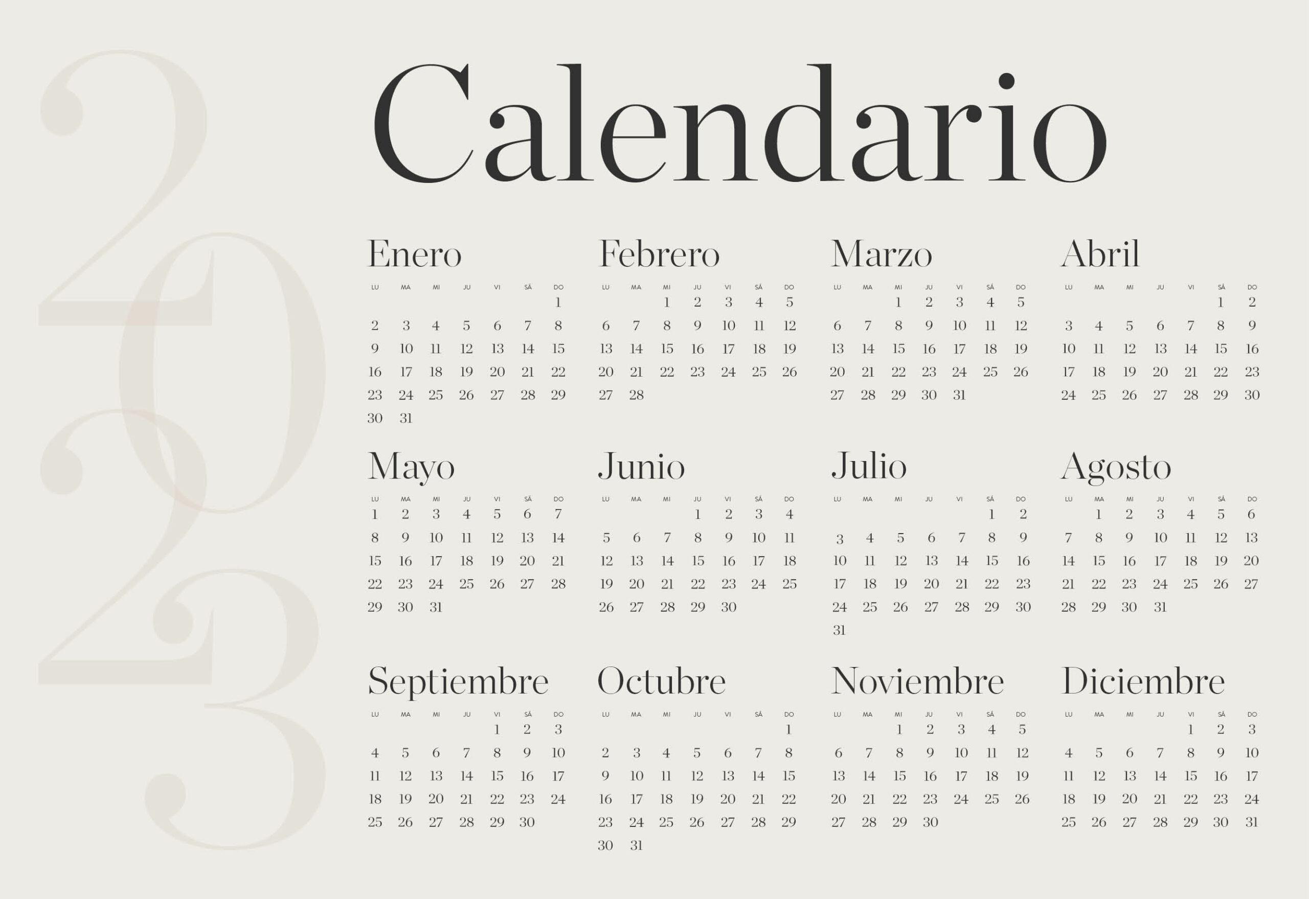 Calendario para imprimir de