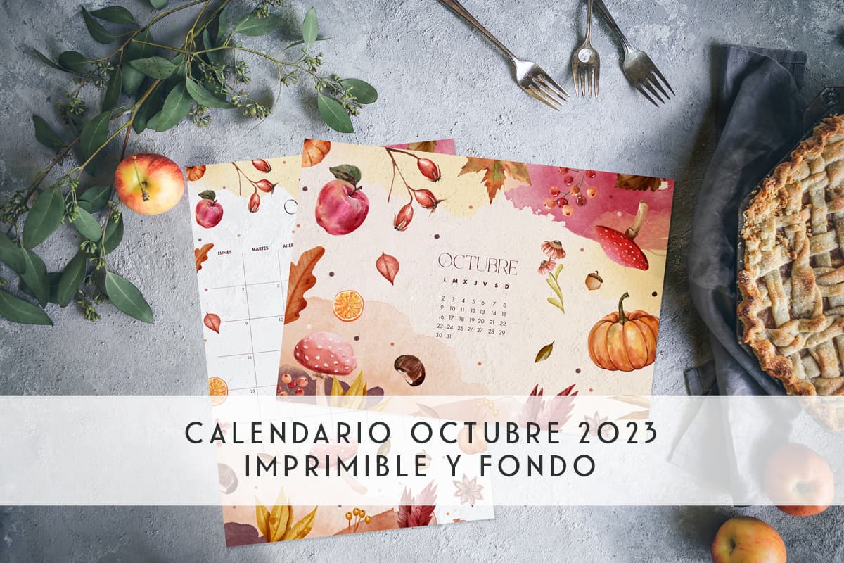 Calendario octubre imprimible y fondo de pantalla