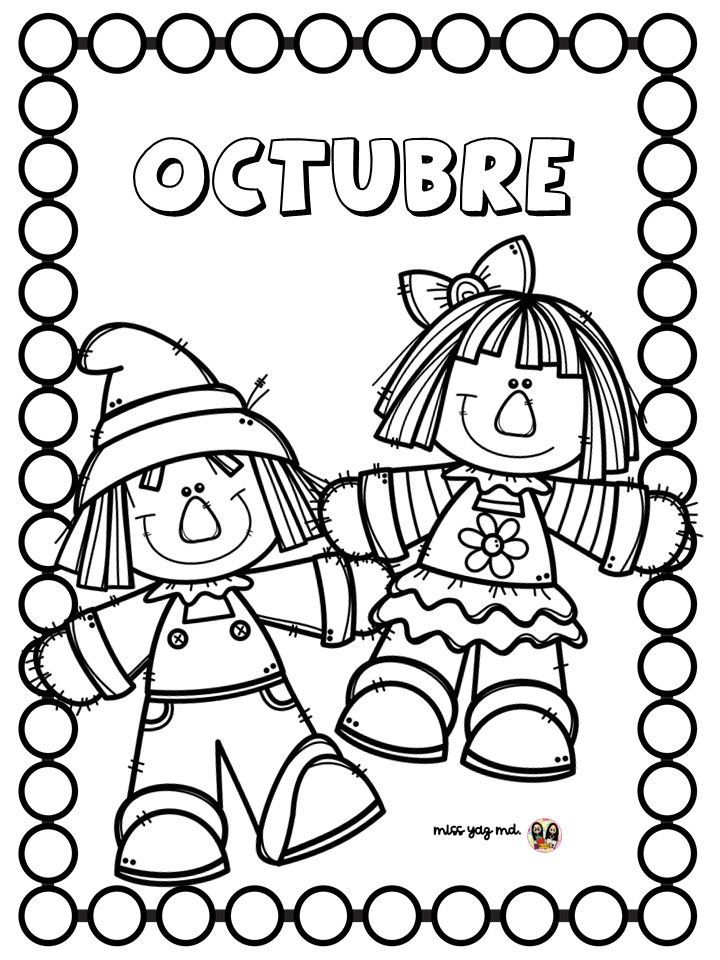 Octubre portadascolorear grãficos preescolares septiembre preescolar libros de preescolar