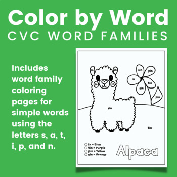 Color by letter word family coloring pages