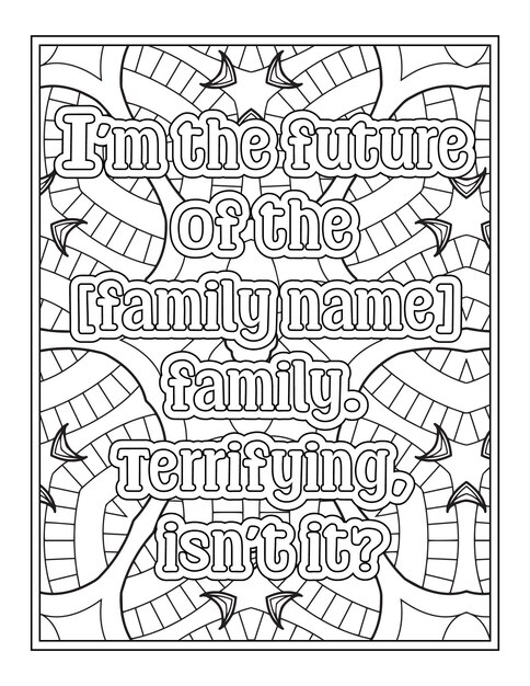 Premium vector familys quotes coloring pages for kdp coloring pages