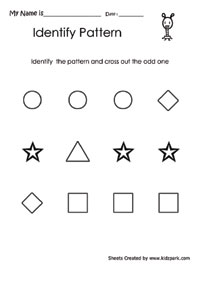 Identify the pattern and cross odd onereading worksheets for kindergartenkid activity sheets