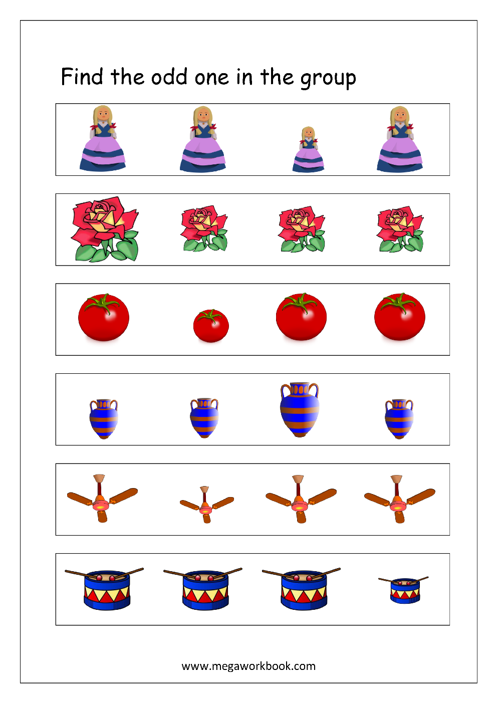 Free printable odd one out worksheets