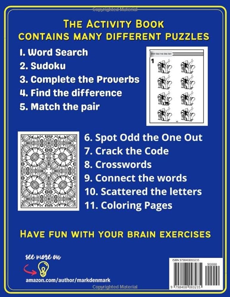 Large print activity book easy memory puzzles for seniors fun and relaxing puzzles for elderly exercises include word search find the difference coloring pages odd one out and crosswords first denmark