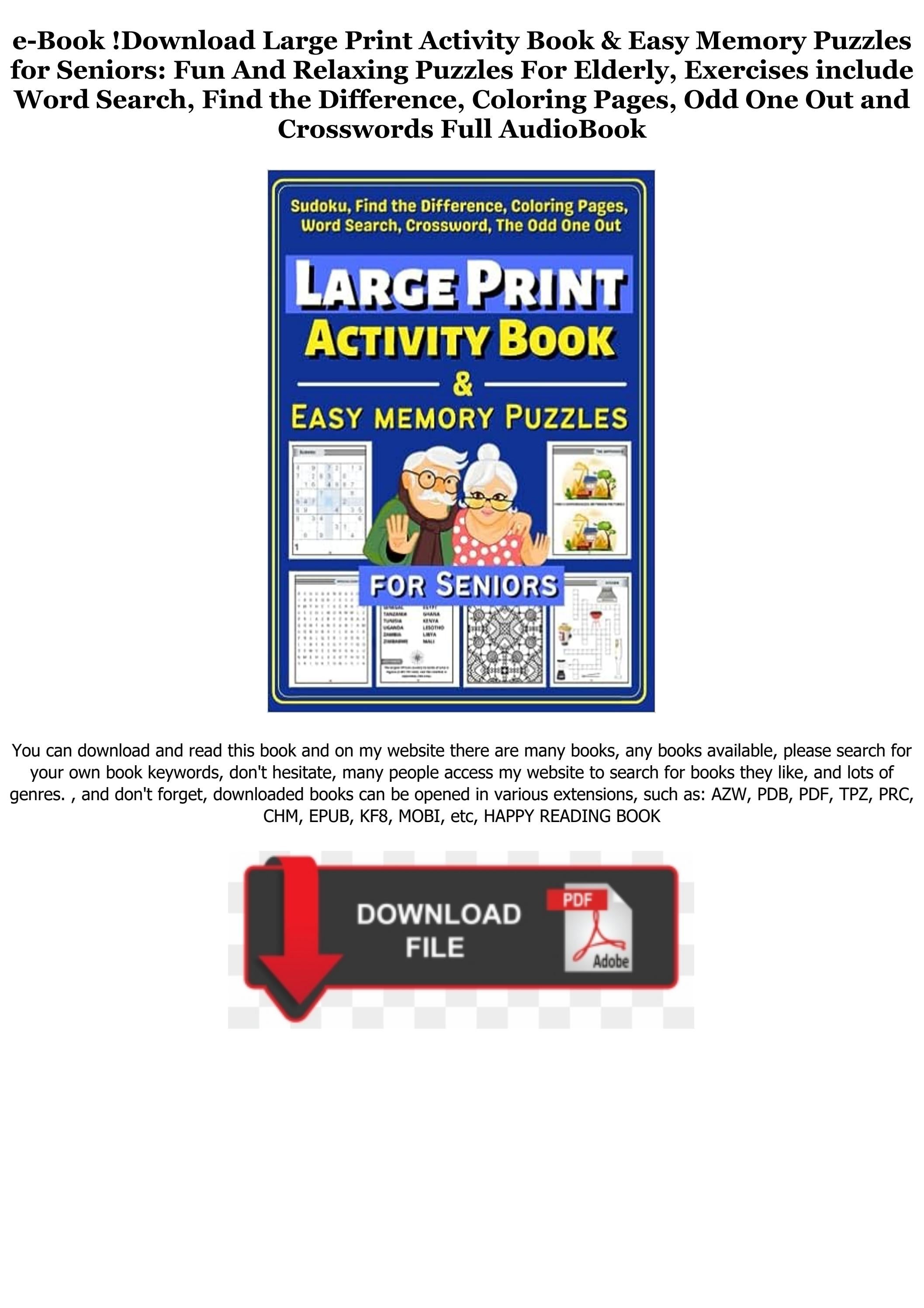 Read book pdf large print activity book easy memory puzzles for seniors fun and relaxing puzzle by ariannacopeland