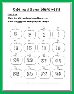 Odd and even numbers pumpkin coloring page freebie fun math math school homeschool math