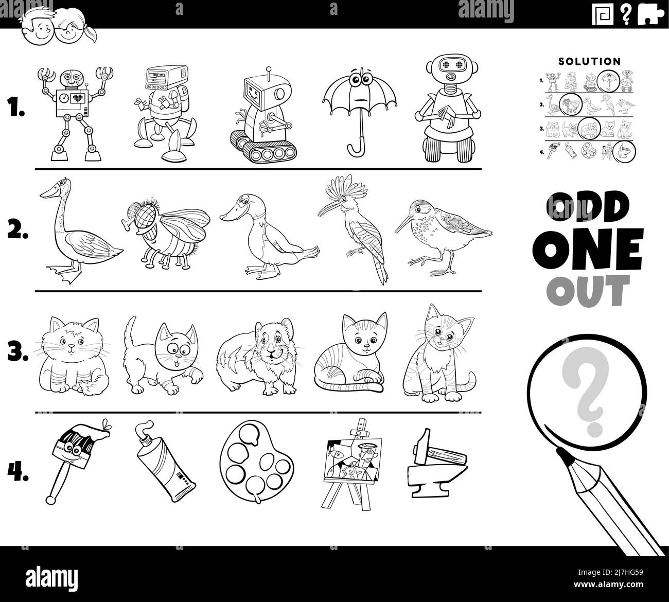 Odd one out black and white stock photos images