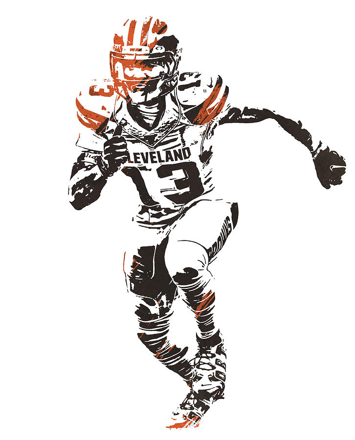 Odell beckham jr cleveland browns watercolor strokes pixel art mixed media by joe hamilton