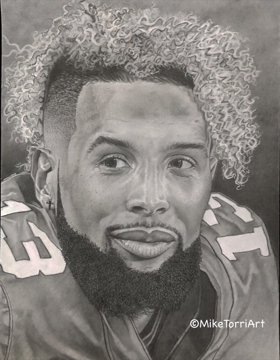 Odell beckham jr pencil drawing print