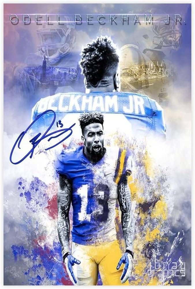 Fyzuf odell beckham jr sports canvas poster bedroom decor sports landscape office room decor gift unframe