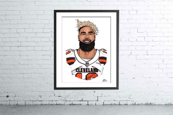 Odell beckham jr cleveland browns premium poster print hand