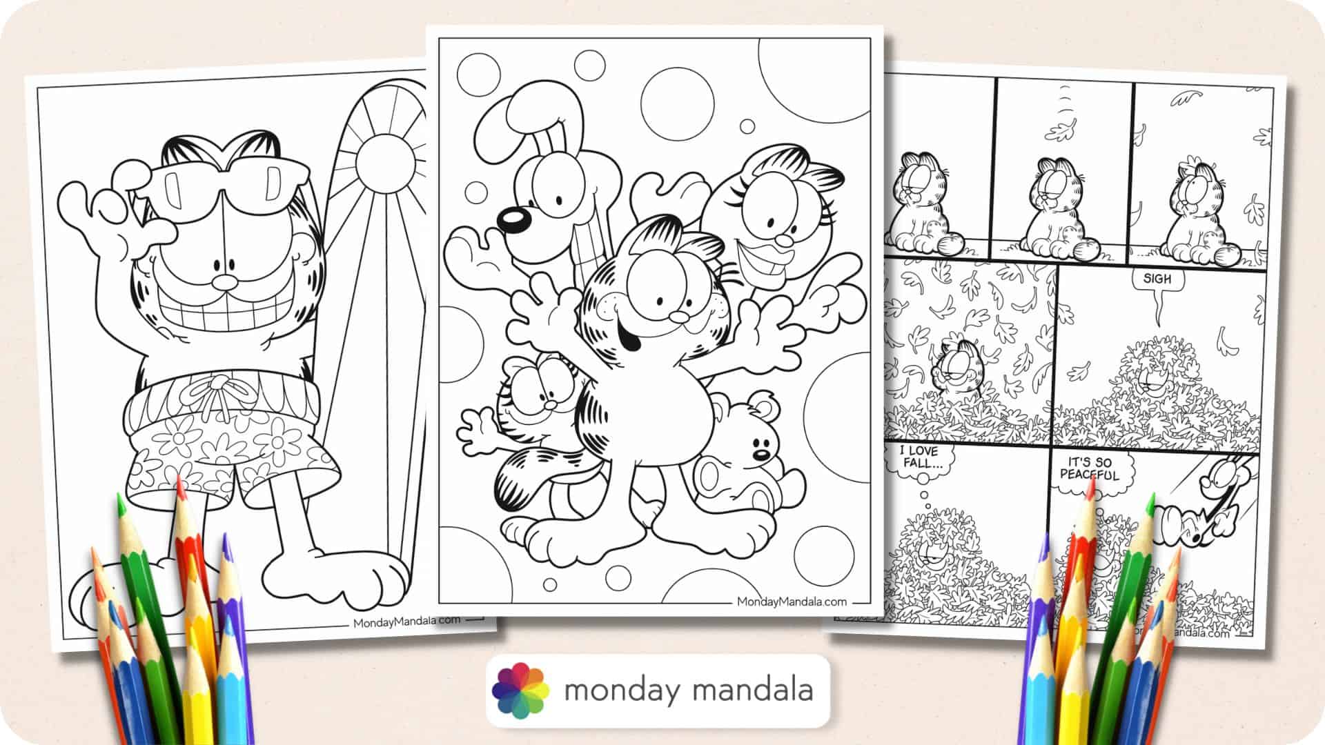 Garfield coloring pages free pdf printables