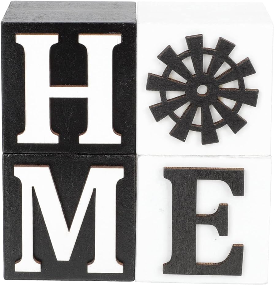 Didiseaon pcs home decoration ornaments book decor decorative home signs tabletop block sign home block letters sign wooden home sign freestanding home sign crafts country style home kitchen