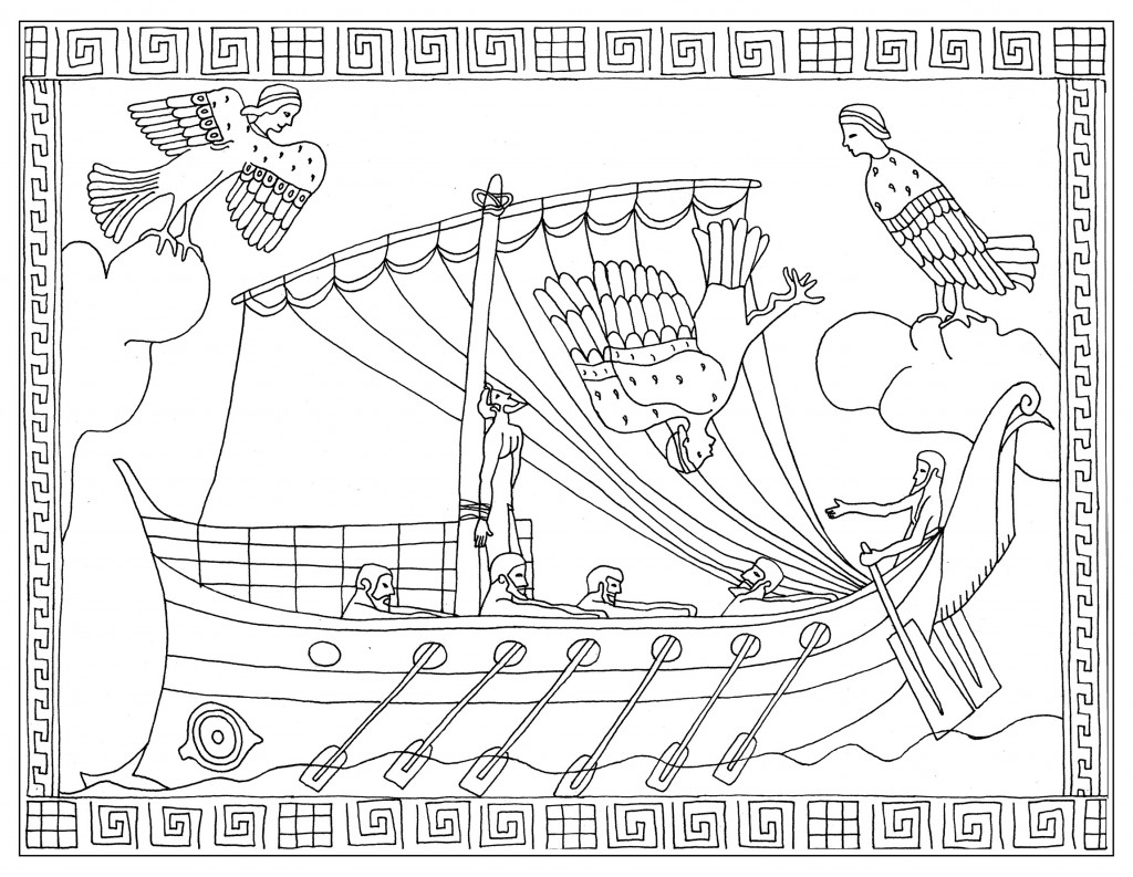 New coloring page about homers odyssey