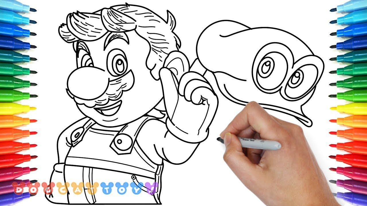 How to draw mario super mario odyssey drawing coloring pages for kids
