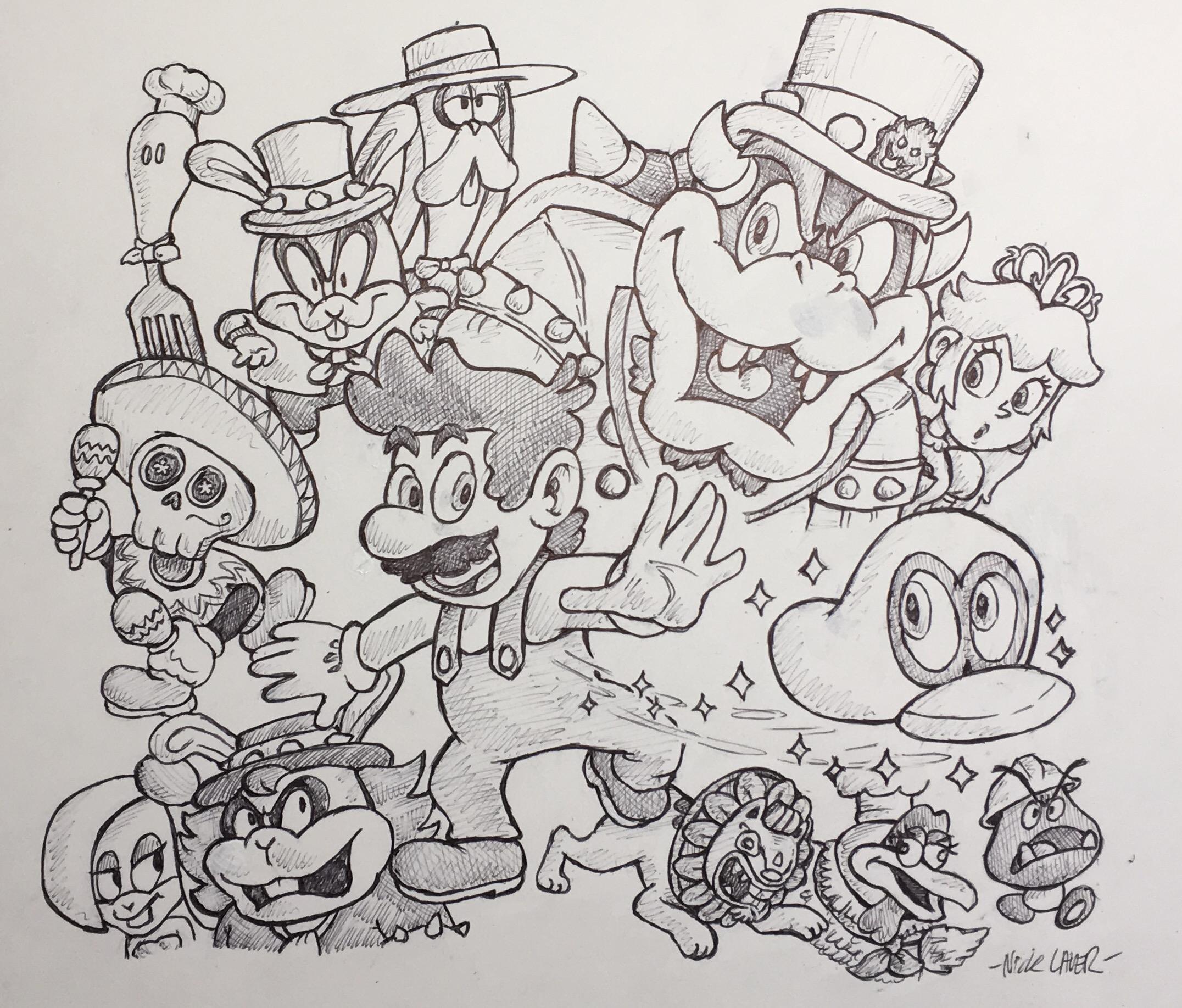 Even though we know very little about it im extremely excited for super mario odyssey i thought id share a drawing i made to contain my excitement rnintendoswitch