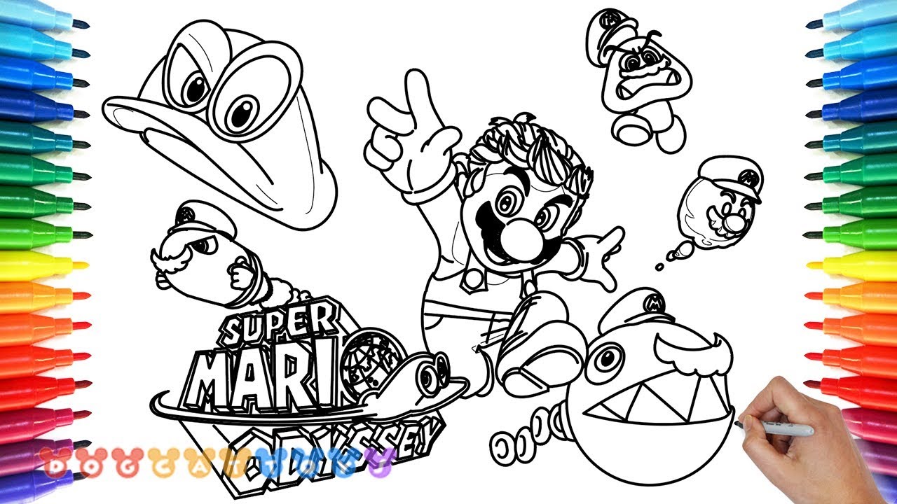 How to draw ario odyssey drawing coloring pages for kids