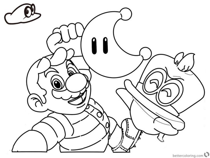 Free super mario odyssey coloring pages funy line drawing printable for kids and adults yâ super mario coloring pages mario coloring pages super coloring pages