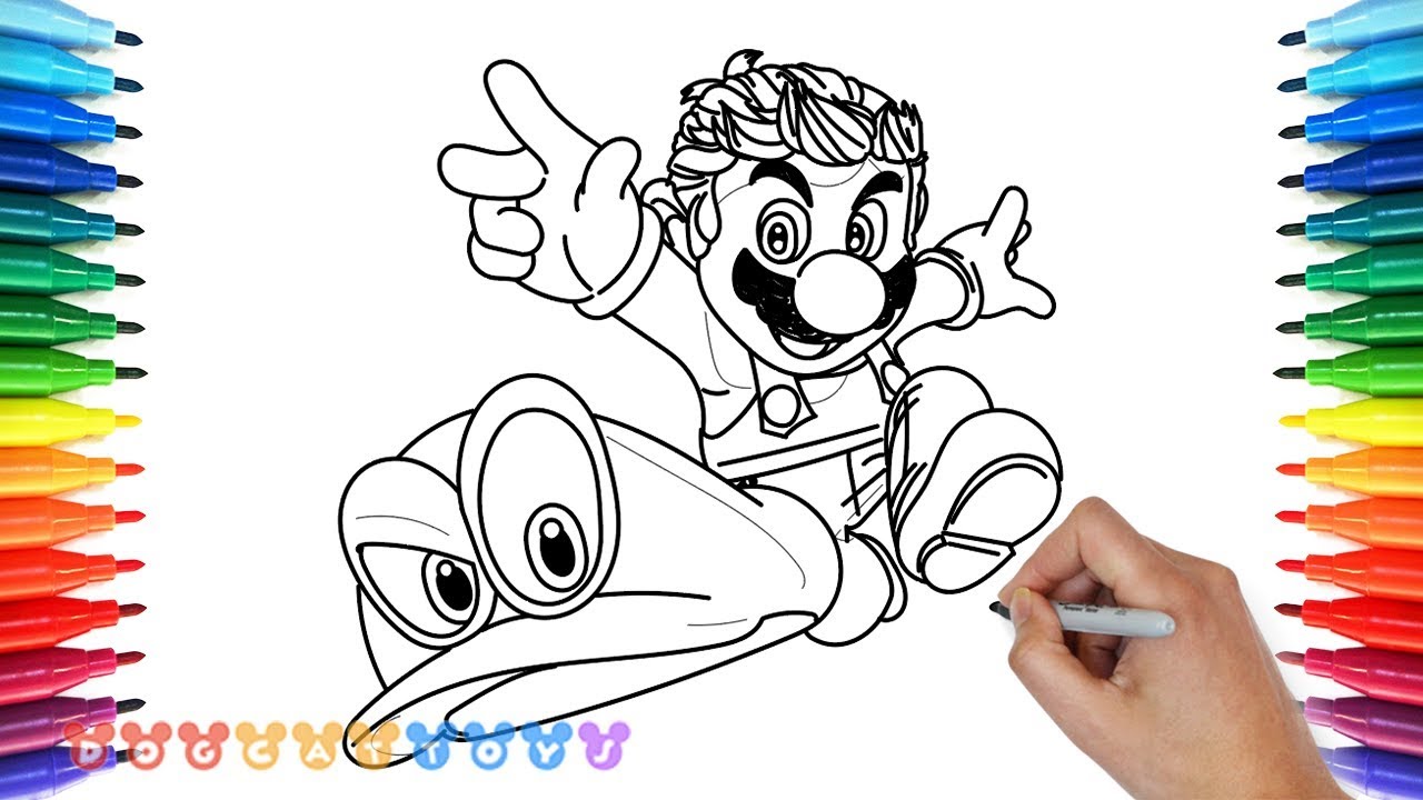 Drawing super mario odyssey drawing coloring pages for kids