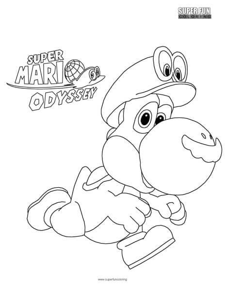 Yoshi super mario odyssey coloring sheet