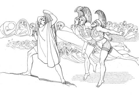 Odysseus descends to the underworld coloring page free printable coloring pages