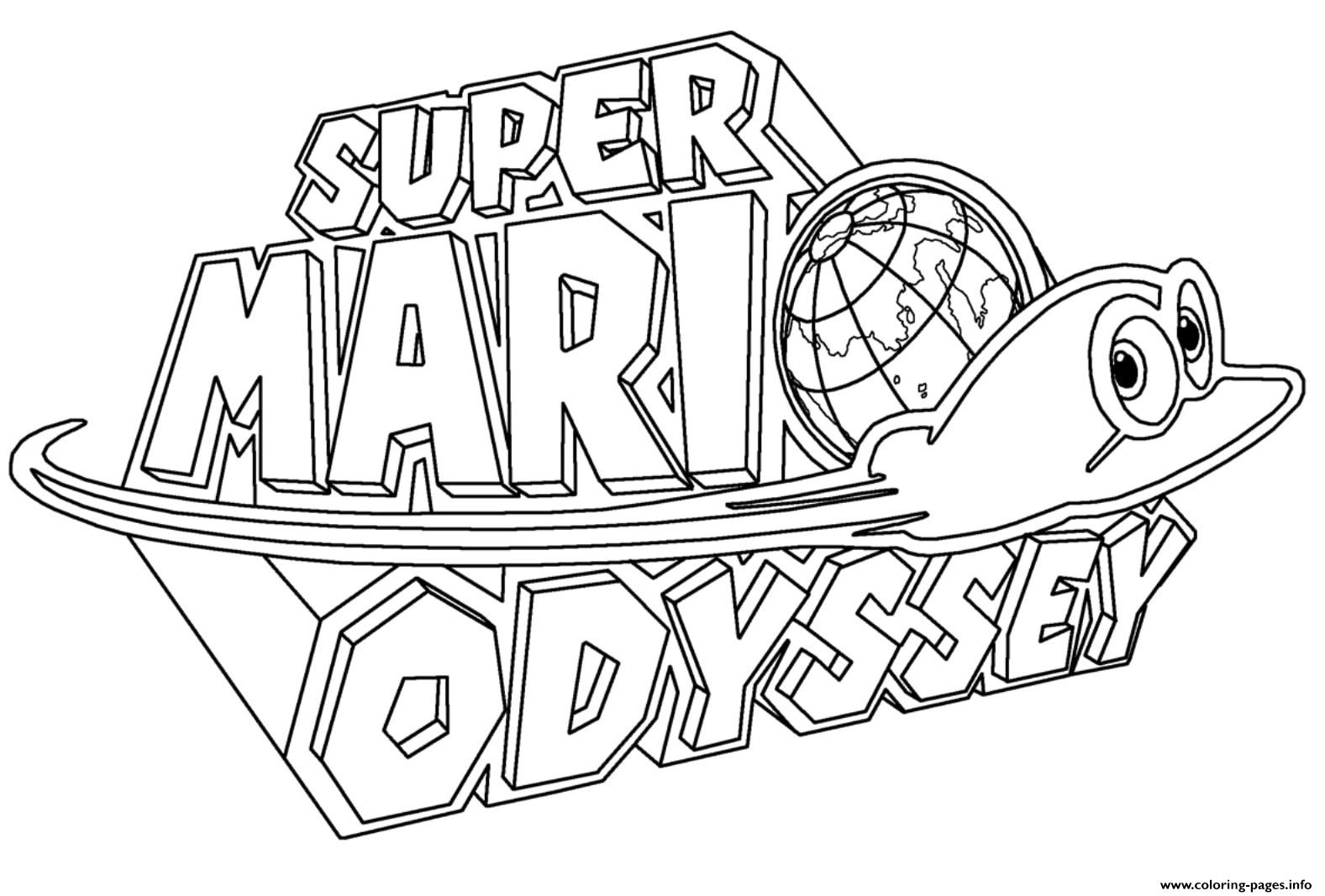 Super mario odyssey logo nintendo coloring page printable