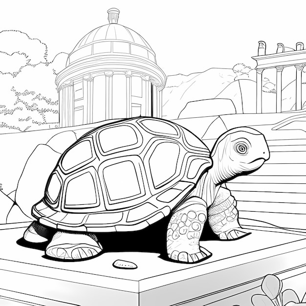 Premium ai image ancient greek odyssey coloring book for kids with cartoon sea turtle