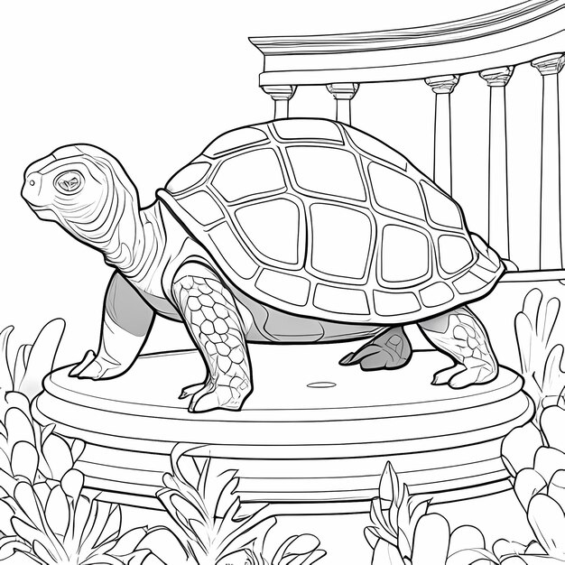 Premium ai image ancient greek odyssey coloring book for kids with cartoon sea turtle