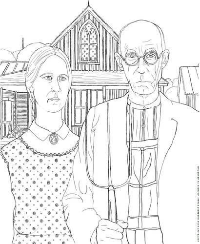 Free art history coloring pages famous art coloring art history american gothic