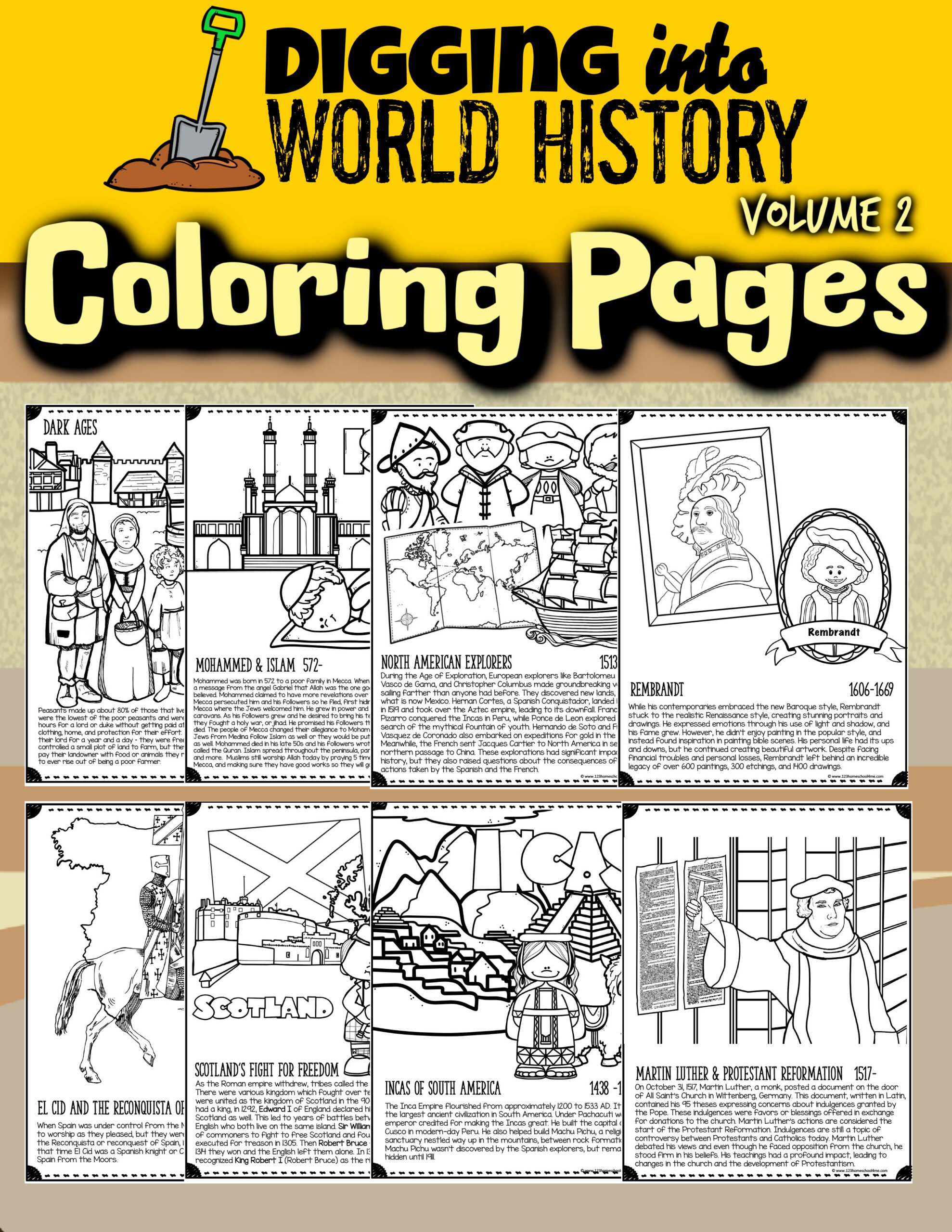 World history coloring pages vol