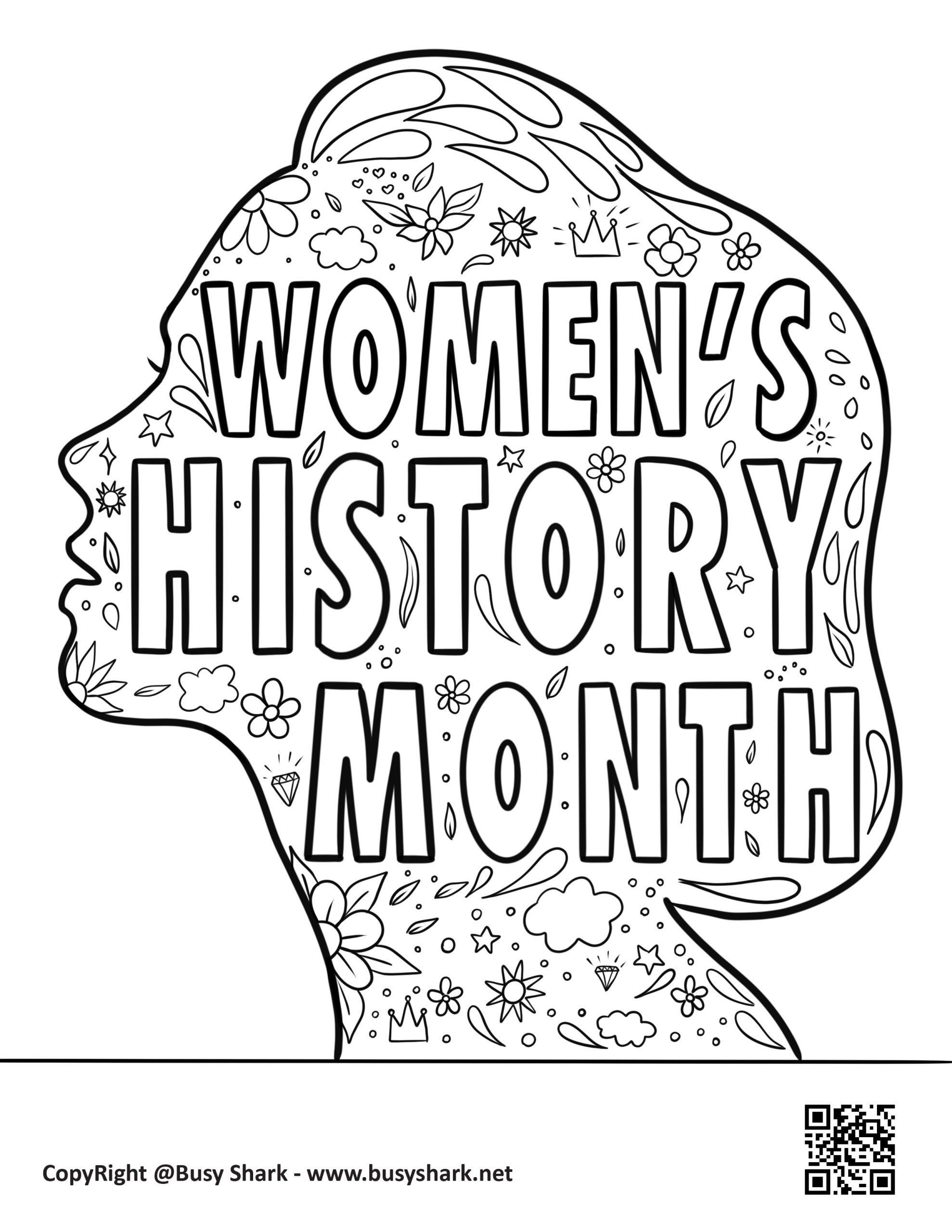 Womens history month coloring page free printable