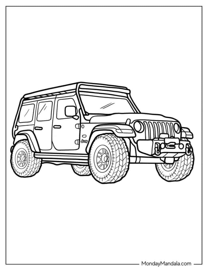 Jeep coloring pages free pdf printables