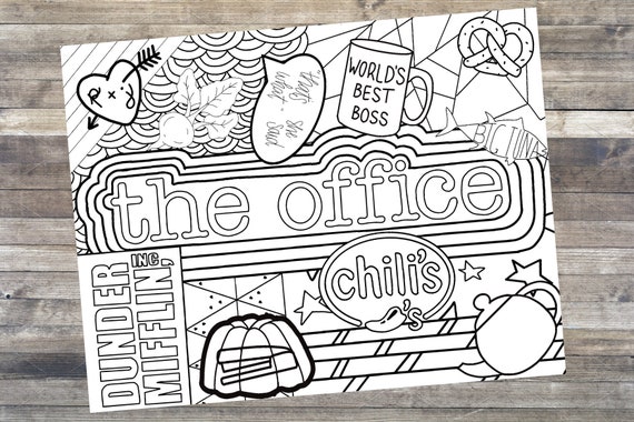 The office adult coloring sheet instant download