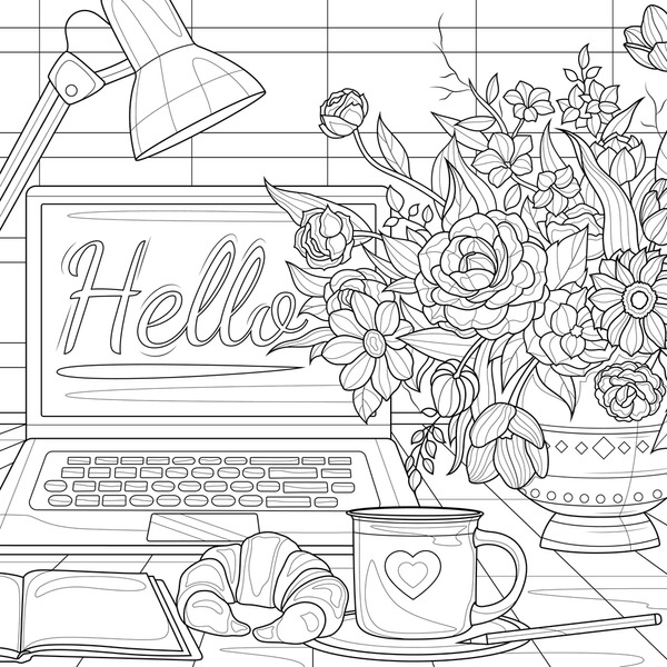 Thousand coloring page office royalty