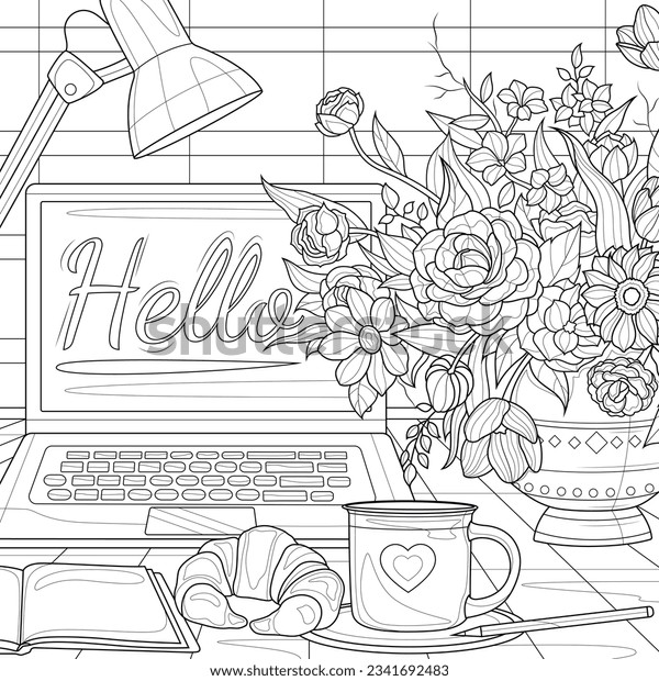 Thousand coloring page office royalty