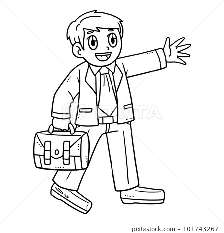 Office worker isolated coloring page for kids