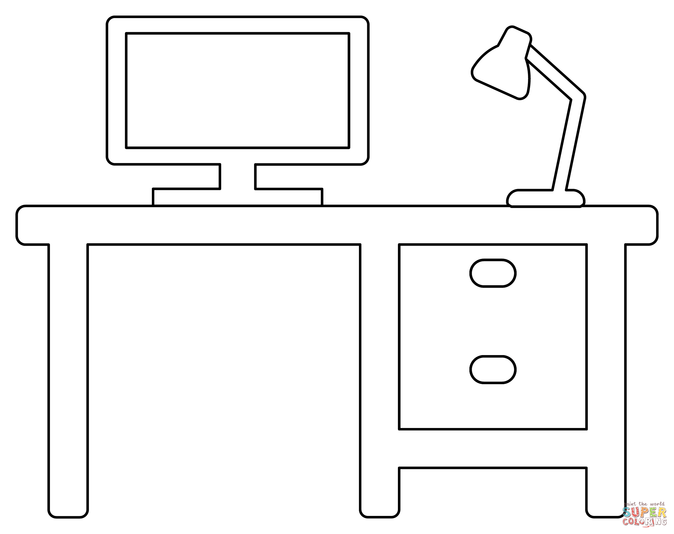 Office desk coloring page free printable coloring pages