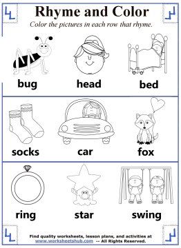 Rhyming word coloring rhyming words rhyming worksheet rhyming words worksheets