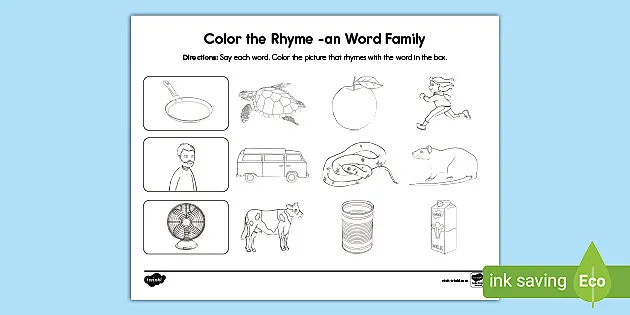 An word family words lour the rhyme activity