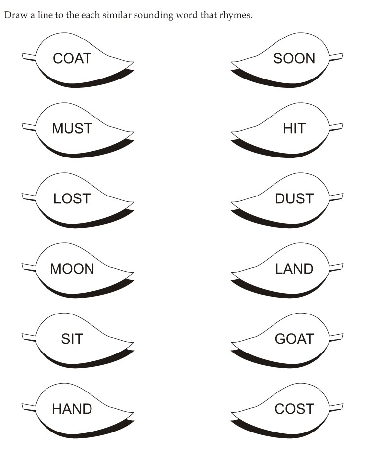 Draw a line to the each similar sounding word that rhymes download free draw a line to the each similar sounding word that rhymes for kids best coloring pages