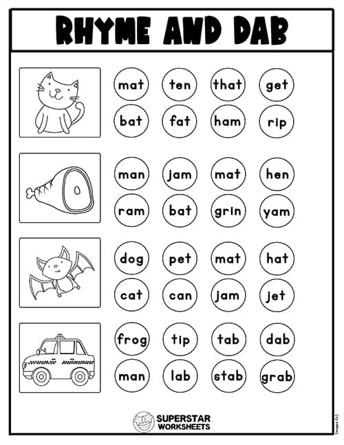 Rhyming worksheets for kindergarten